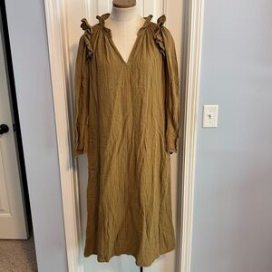 Xirena XS Midi Dress ~ Gauze Ruffle Cottagecore Peasant Minimalist Lagenlook